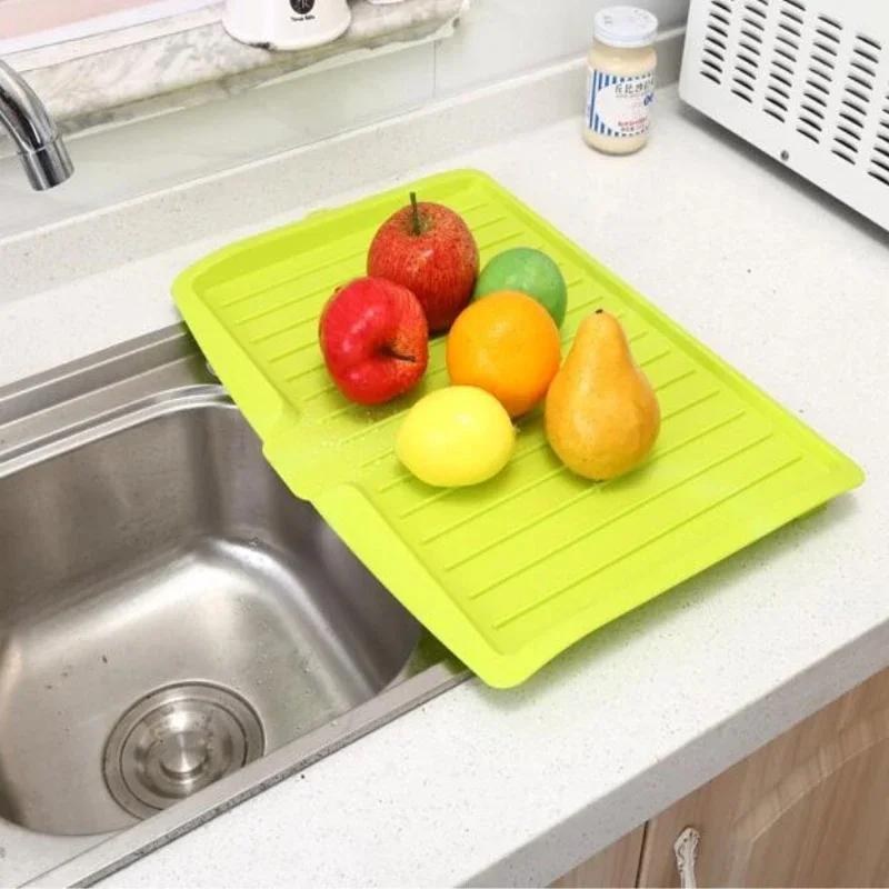 Tableware Drain Rack Multi-functional Plastic Drain Tray Fruit Vegetable Drain Tray Countertop Bowl and Chopsticks Storage Rack