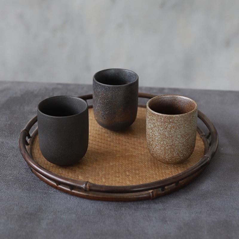 110ml Ceramic Tea Cup Japanese Style Kung Fu Tea Set Flat Mouth Cup