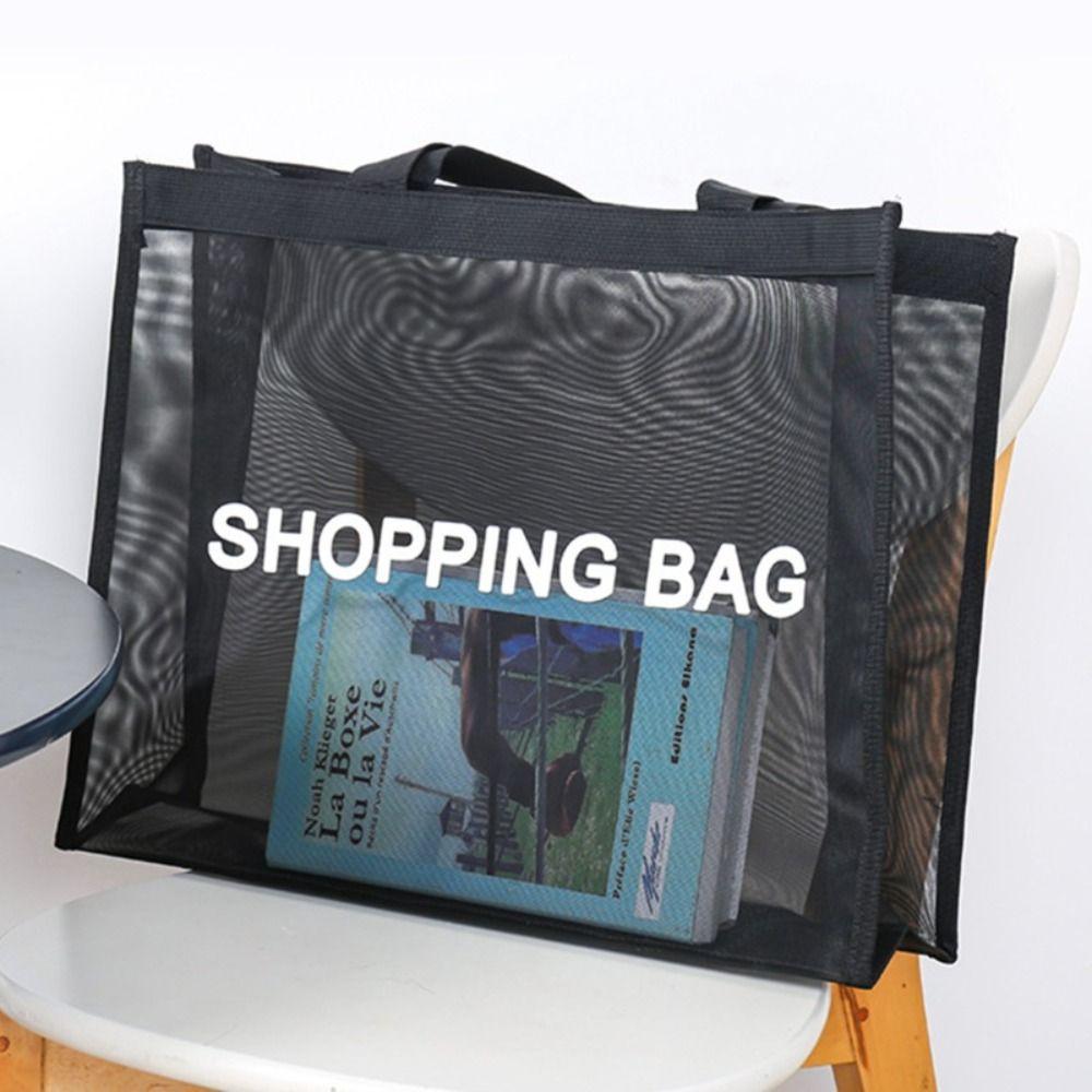 Nylon Transparent Mesh Shopping Bag Single Shoulder Travel Storarge Bag  Yoga