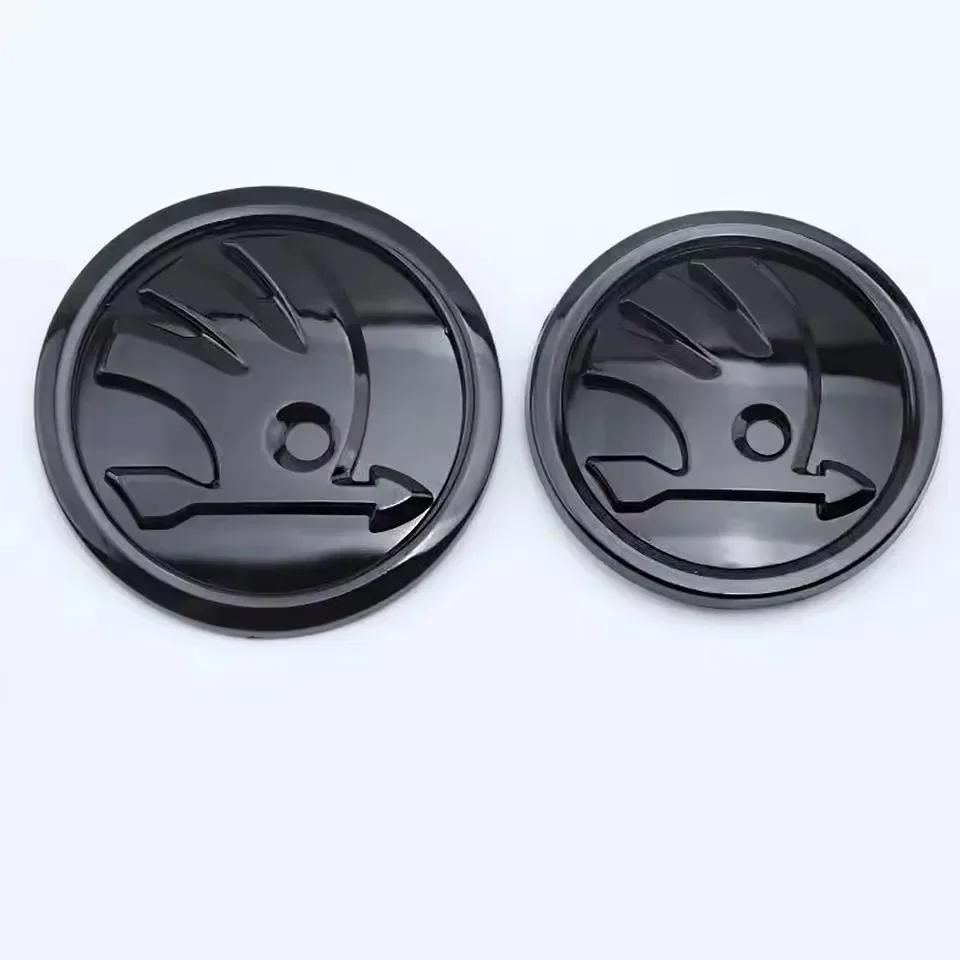 2 Stück 80mm 90mm Auto Kopf Vorne Hinten Kofferraum Klappe Emblem Aufkleber für Skoda Octavia 2 3 A5 A7 Rapid 3 Kodiaq Fabia Karoq Superb VRS 2pcs 90mm
