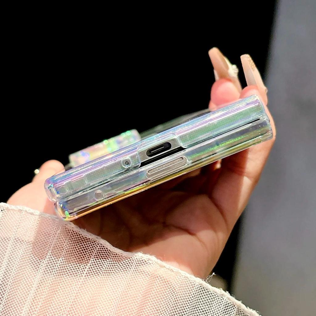 Gradient Aurora Laser Magnetic For Magsafe Case For Samsung Galaxy Z Fold Flip 7 6 5 4 3 Rainbow Color Wireless Charger Cover