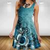 Sleeveless Floral Pattern Women Casual Mini Dresses Summer 3D Printed Street Trend Ladies Flower Dress Loose Dress