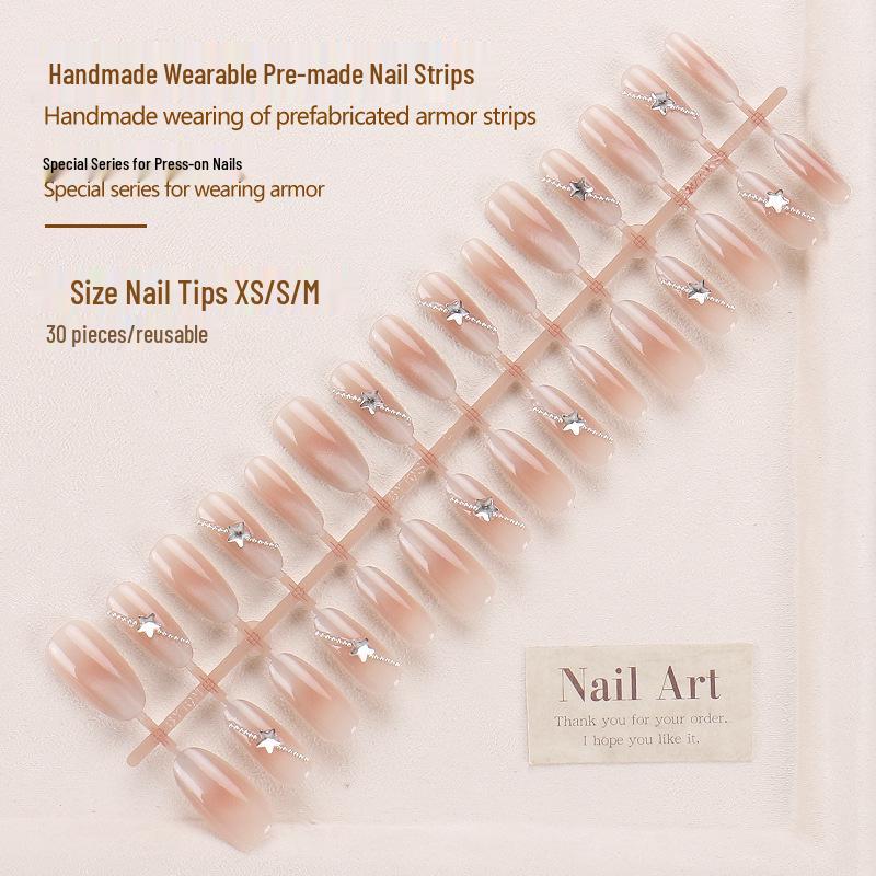Xiaohongshu High-End Cat Eye Flash Diamond Wearable Nail Art Pieces - Pure Desire Style