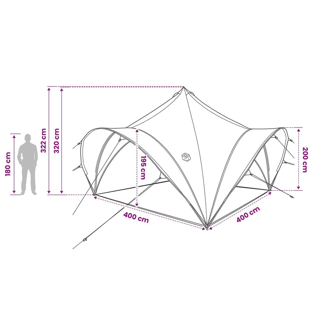 Party Tent with Roof Gray and Orange 400 x 400 x 320 cm