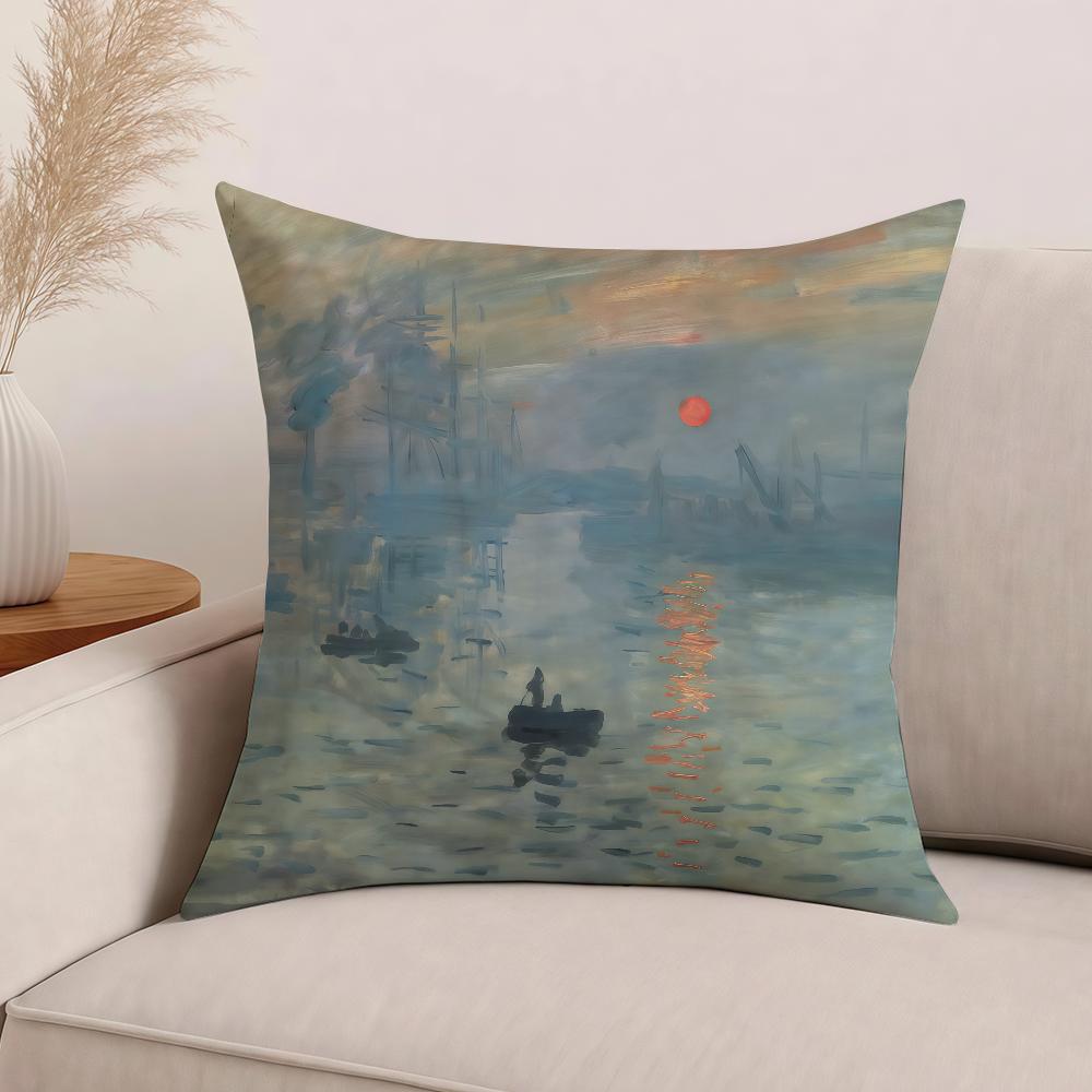 Art Claude Monet Pillow Case Office Cushions Suitable For Sofa Car Bedroom Decorative Cushion Cover