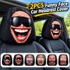 Funny Face Print Car Seat Cover Double Sided Car Pillowcase New Car Seat Headrest  Universal