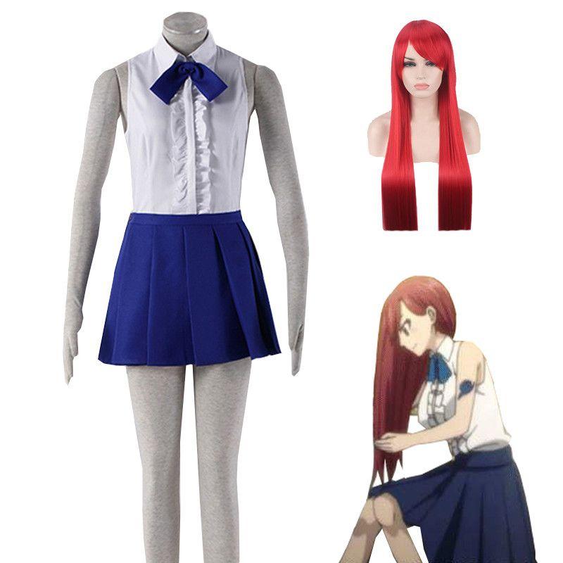 Anime Tail Fairy Erza Scarlet Daily Uniform Skirt Cosplay Costume Dress Outfit