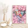 Japanese Cherry Blossom Anime Wall Art Poster Pink Preparatory Student Canvas Printing for Modern Living Room Home Decor  Gifts