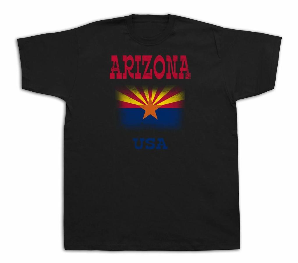 Arizona Flag USA State Souvenir Tourist City Sites T Shirt Funny Casual Tee