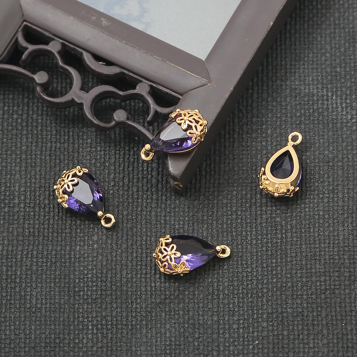 

Медный антикварный кулон с декоративной каймой, подвески в виде капель воды, детали для самостоятельного изготовления ювелирных изделий, аксессуары, принадлежности 9×16mm пурпур