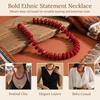 Colorful Beaded Necklace Ethnic Style Retro Design Adjustable Length for Party Stage Performance