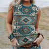 Women's Vintage Sleeveless Tank Top with Colorful Feather Print - 2026 Casual Crew Neck