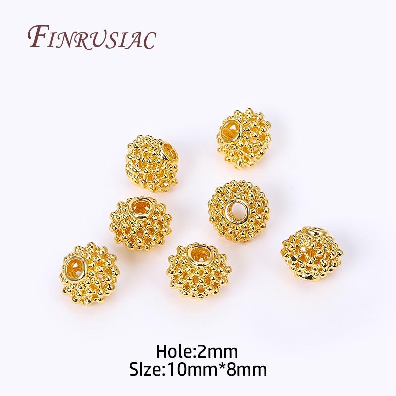 

10X8MM Round Spacer Beads Wholesale 18K Gold Plated Design Lantern Coral Spacer Beads Components For DIY Jewelry Making Supplies 5 pieces