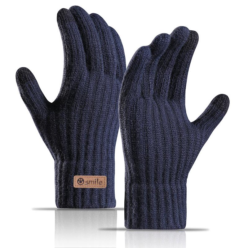 

новые мужские теплые перчатки зимние сенсорные перчатки плюс флисовые перчатки холодные теплые шерстяные вязаные перчатки