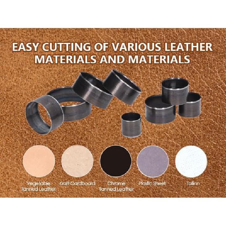 8Pcs Leather Hole Punch Die Round 2560mm Hole Hollow Punch Cutting Leather Circle Punch Punching Die Alloy Steel Deform Prevention Punching Tools