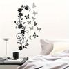 Black Floral Vine Butterfly Wall Sticker Self Adhesive Living Room Entryway Decor