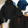Men'S Hooded Zip-Up Jacket with Red Rose & Lettering - Full-Zip Windproof Coat, Full-Zip Front Closure