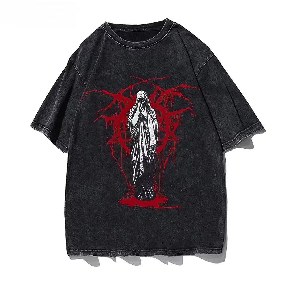 Übergroßes Lockeres Gewaschenes Baumwoll-T-Shirt Männer und Frauen Können Kurzärmelig Rundhals Mode Brandneuer Sommer-T-Shirt-Neuzugang