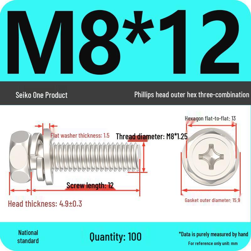 Hexagon Head Combination Screw Bolt Set with Washer and Spring Washer