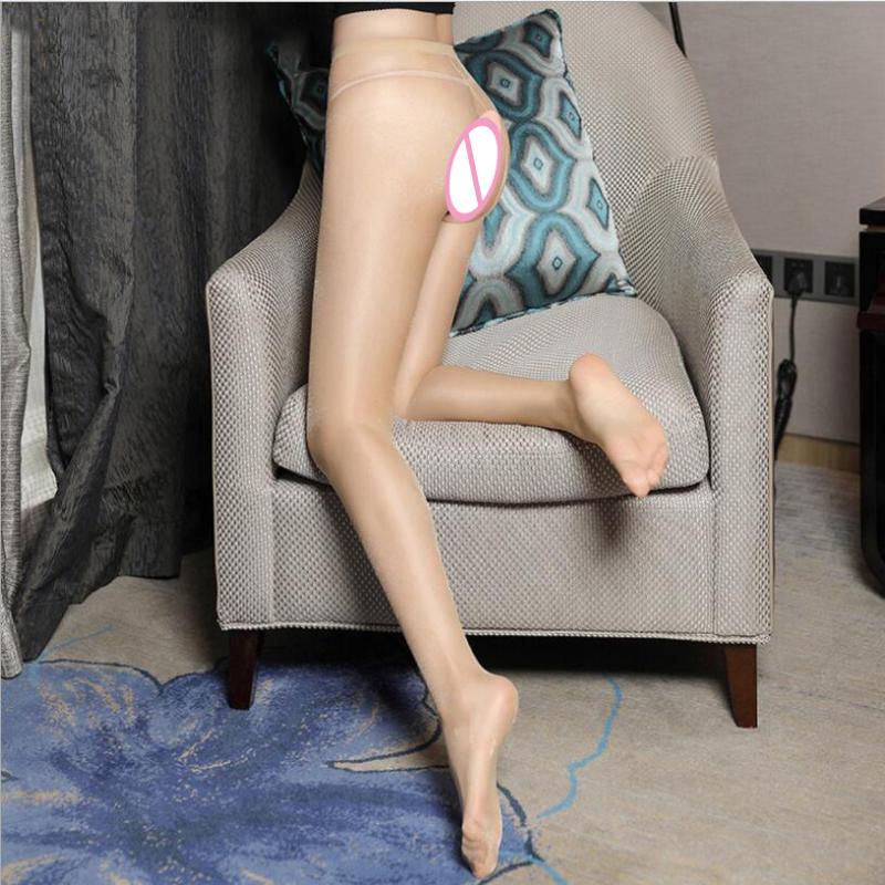 Ultra-thin Black Gray White Oil Shiny Crotchless Tights Open Crotch Ultra Thin Transparent Women Sexy Pantyhose Glitter Tights