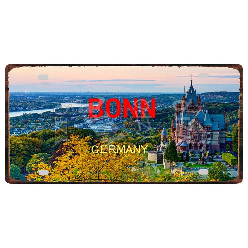 YZFQ30X15CM Bonn Rotterdam Manchester City Retro Tin Metal Sign Travel Souvenir Wall Pub Shop Home Garage  Art Decor  DC-1297B