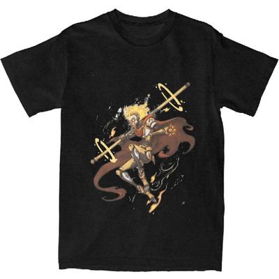 Herren Black Myth Wukong Fanart Charaktere T-Shirts Spiel Baumwoll-Tops Strand Kurzarm T-Shirt Rundhals T-Shirt Übergröße