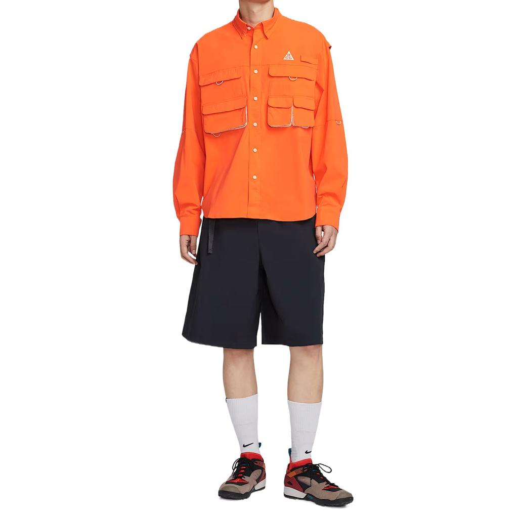 Nike Camicie ACG da Uomo Arancione Sicurezza Collo a Revers Moderato HJ2466-819