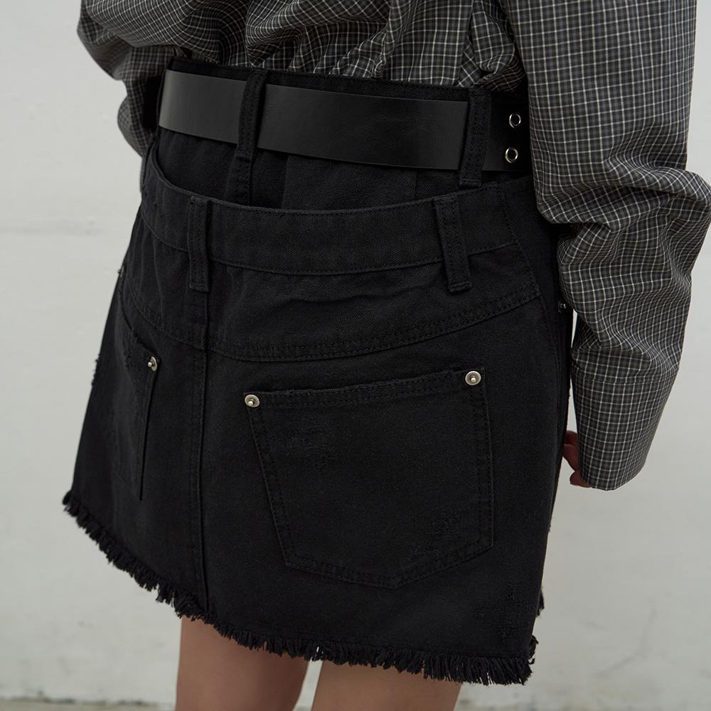 Lcdc Tm Double Waisted Denim Mini Skirt (Black)