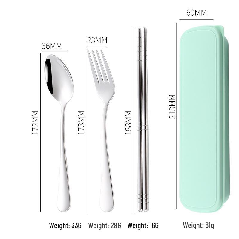 304 Stainless Steel Cutlery Set: Spoon, Fork & Chopsticks - Portable Three-Piece Set for Outdoors, Gift, or Students with Custom Logo Option