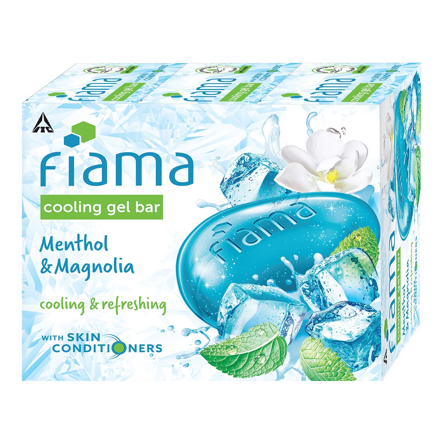 

Fiama Cooling Gel Soap Bar Menthol Magnolia 125GX3 With Skin Conditioners For Soft Fresh Moisturised Skin For Men And Women