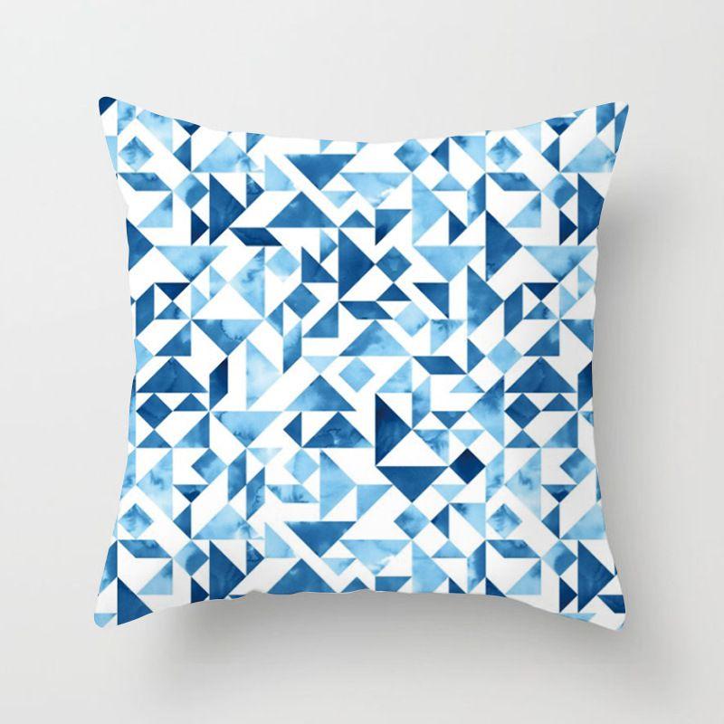 Pattern Blue Simple Pillow Cases Sofa Car Waist Throw Cushion Cover Decor Home