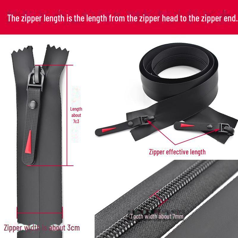 Koreanischer Stil Nein. 5 Schwarzer Wasserdichter Doppelkopf-Reißverschluss für Outdoor-Sport und Daunenjacken.