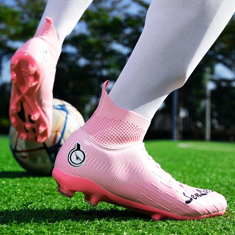 Męskie buty piłkarskie typu high-top Kolorowe outdoorowe buty sportowe z długimi kolcami Duży rozmiar Młodzieżowe buty sportowe Buty piłkarskie dla dzieci