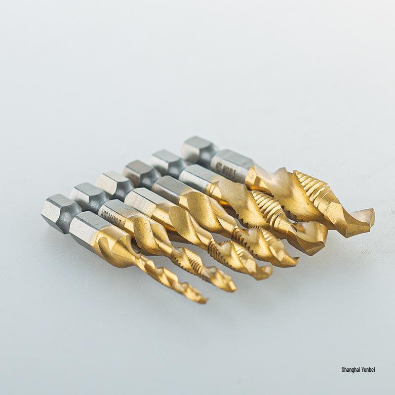 Yunbei Titanium-Plated High-Speed Steel Hex Shank Spiral Tap Drill