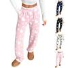 Women Pajama Pants Plush Sleep Pants Soft Elastic Waist Pajama Bottoms Patterned Pants With 2 Pockets
