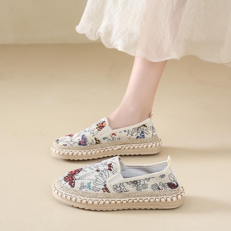 CRLAYDK Classic Loafers for Women Slip On Espadrilles Dressy Casual Lightweight Shoes Ladies Breathable Printed Soft Flats