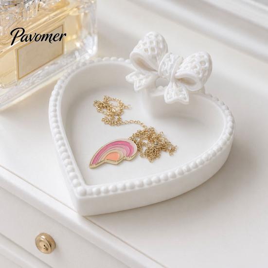3D Printed Bow Storage Tray Jewelry Tray, Cute Heart-Shaped Organizer, Stable Decorative Desktop Organizer Unique Art Collection Gift for Rings