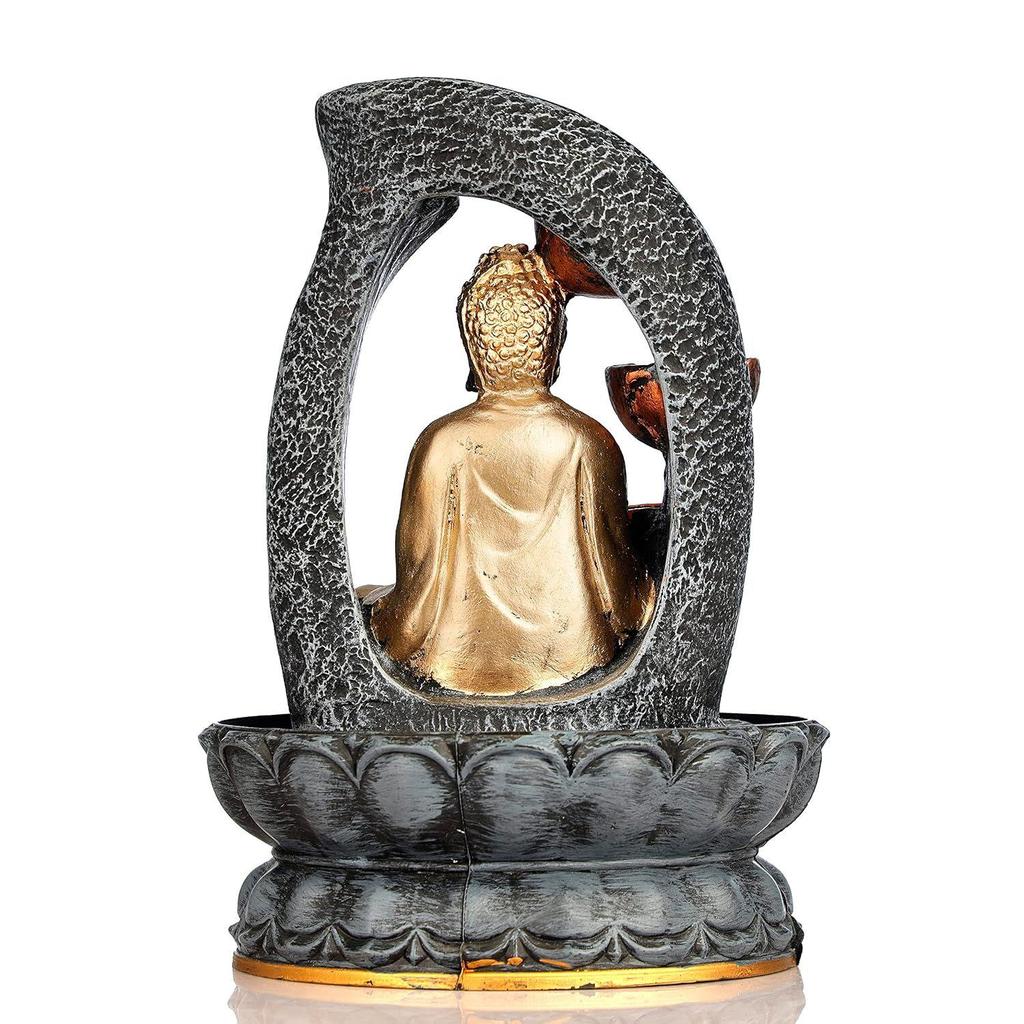 Polyresin Table Top Indoor Outdoor Water Fall Fountain with LED Lights Home Decor Decoration Gift Gifting Items