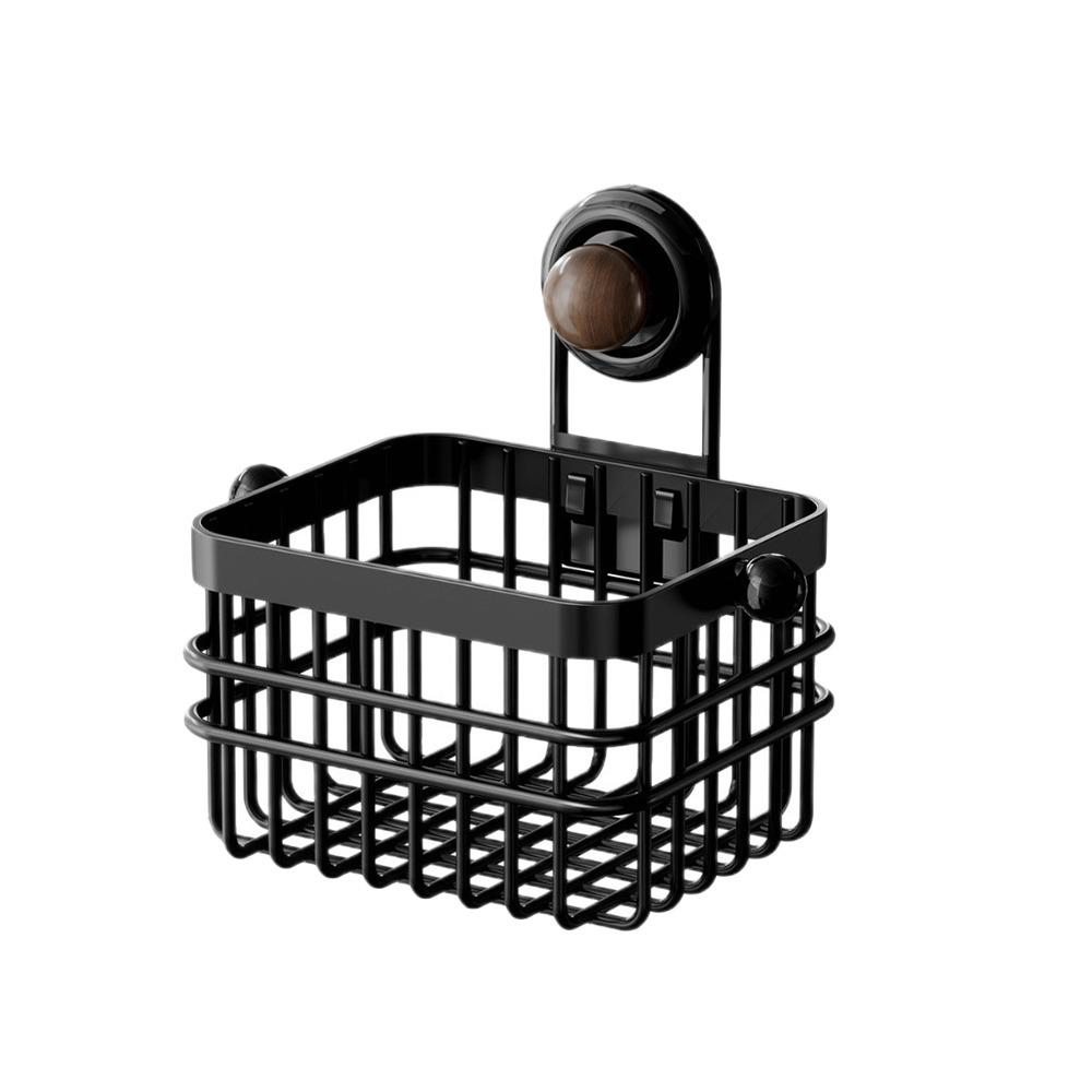 Multifunctional Wall Mounted Storage Baskets Carbon Steel Large Capacity Hanging Kitchen Baskets Suction Cup Space Saving