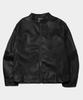 Placestudioman Oversized Minimal Racing Biker Blouson Leather Jacket [Black]