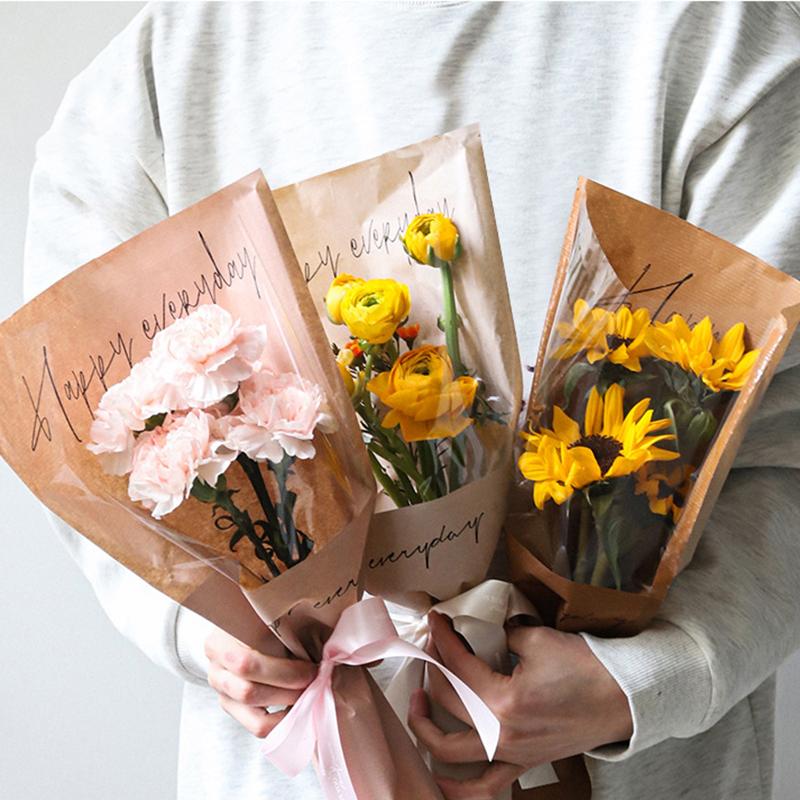 Bolsa de Papel de Cuero Impermeable para Embalaje Floral, Arte Floral, Embalaje de Flores Frescas, Bolsas Múltiples, Envoltura de Regalo Universal, Joyería