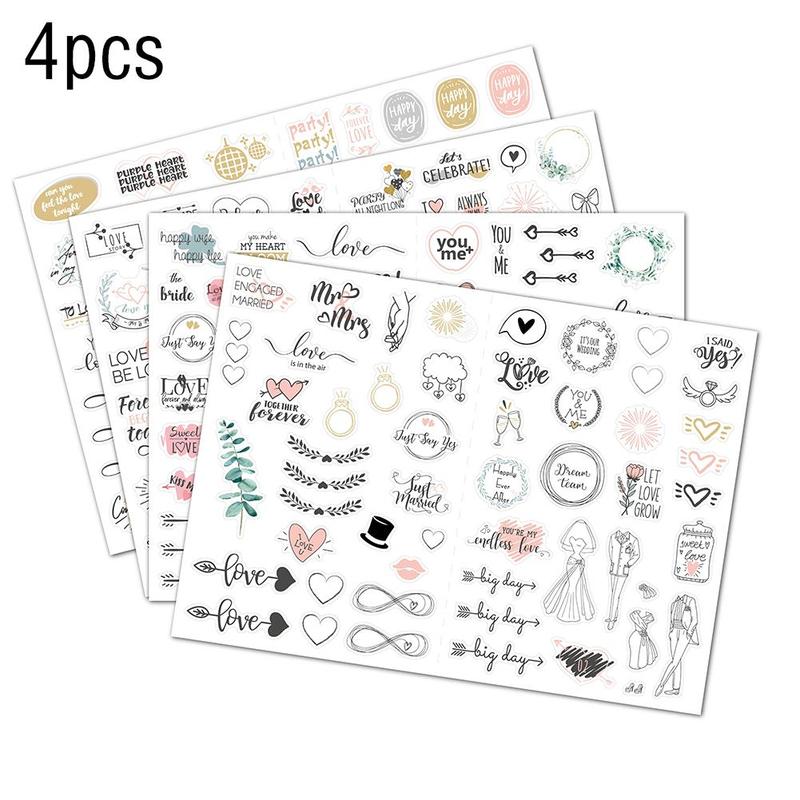 

4/5PC Scrapbooking Stickers Love Adhesive Nail Stickers Hearts Nail Decals For Women DIY Wedding Bliss Stickers Love Color Heart