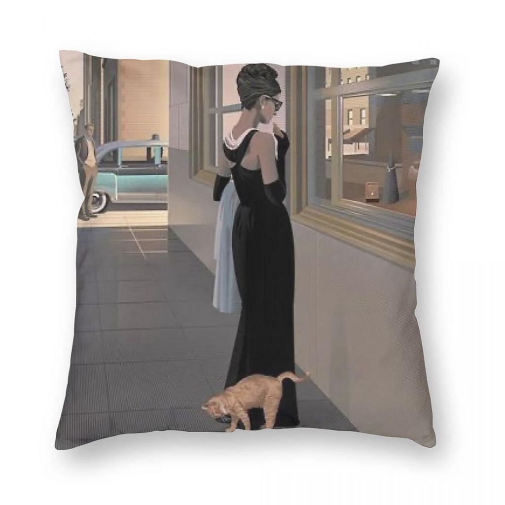 Audrey Hepburn Holly Golightly Pillowcase Polyester Linen Velvet Printed Zip Decorative Sofa Cushion Cover x