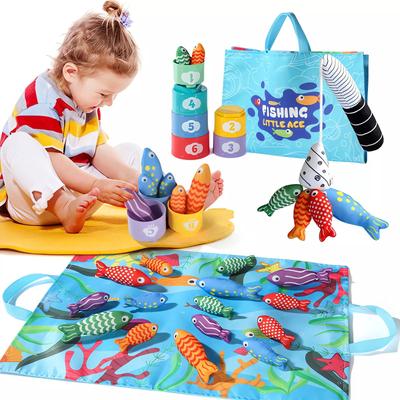 Montessori Educational Toy Fishing Toy for 3 Year Olds Cloth Fishing Toy 22pcs Cloth Fishing Game Set for Kids Counting Color Sorting Shape Matching