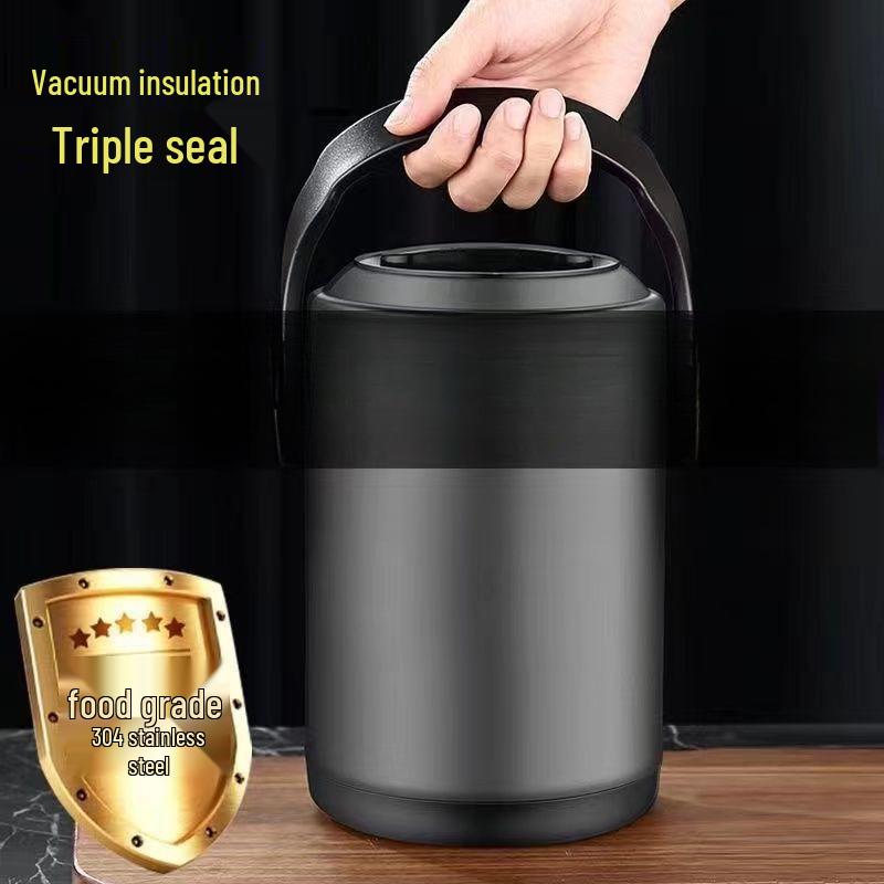 Large Capacity 304 Stainless Steel Double-Layer Insulated Lunch Box with Lid - Food Grade for Office Workers and Students