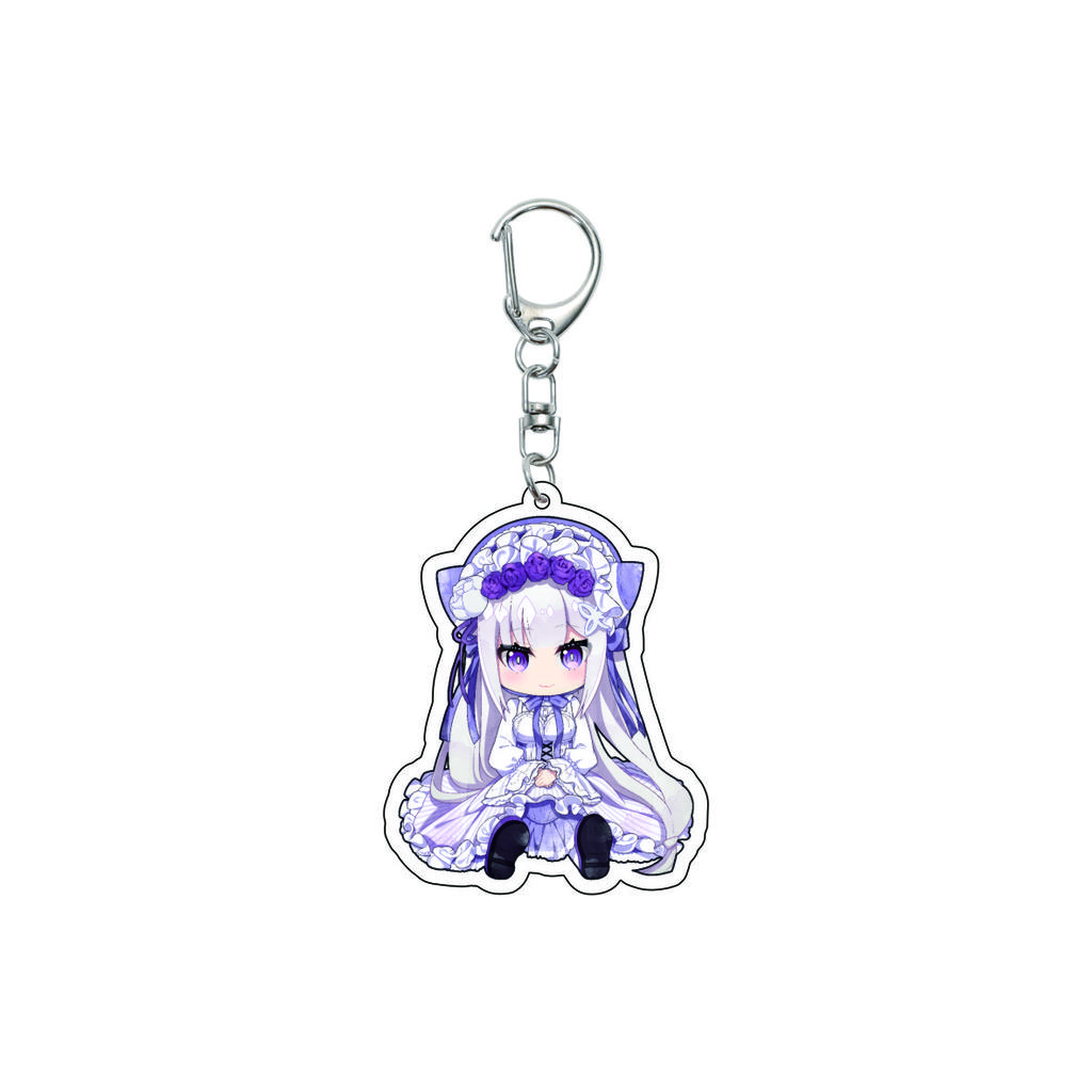 55MM Anime Re:ZERO - Iniziare la Vita in un Altro Mondo Portachiavi Natsuki Subaru Emilia Portachiavi Piastra Modello Acrilica Regali di Natale
