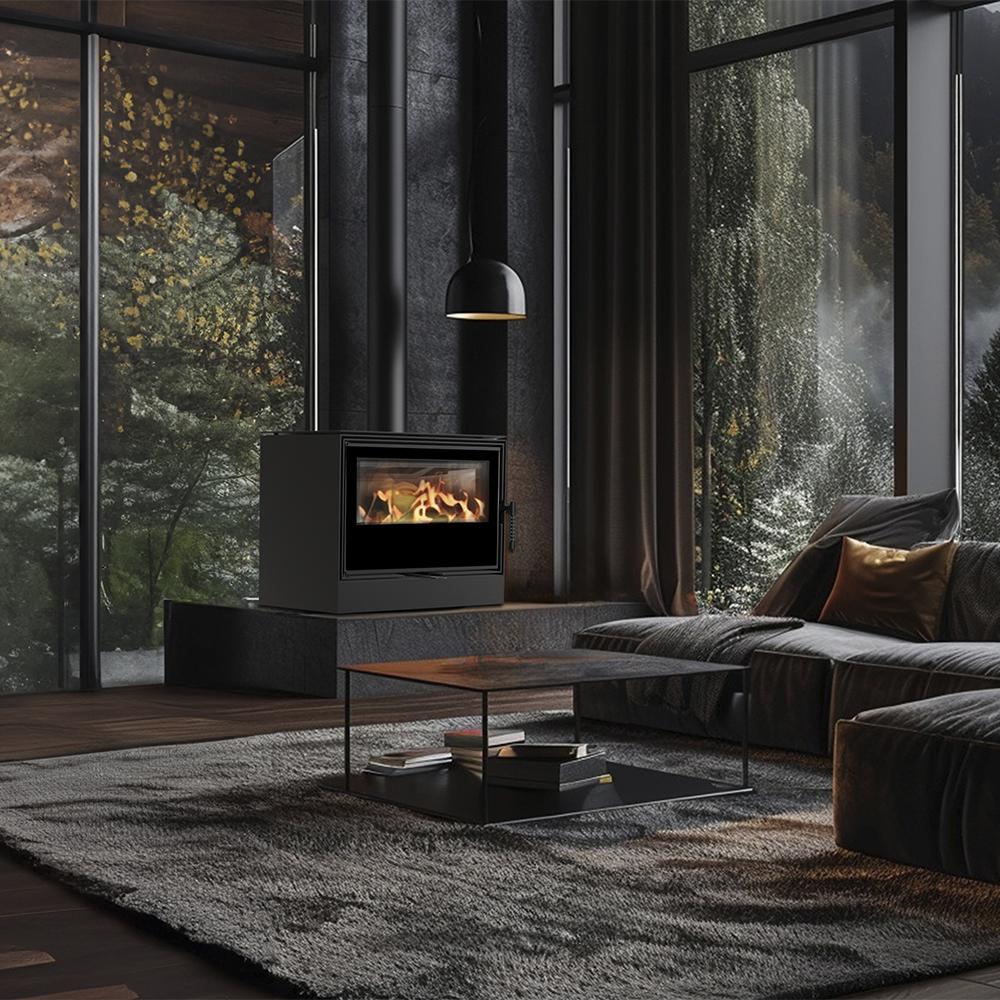 Wood burning steel stove KRATKI KARI 70 Ø 150 8 kW self closing door