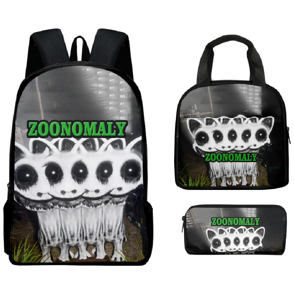 Cartoon Popular Funny Novelty Zoonomaly 3D Print 3pcs/Set Student School Bags Laptop Daypack Backpack Lunch bag Pencil Case