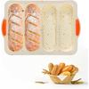 French Bread Hoagie Sub Roll Baking Pans 4-slot, Non Stick Silicone Mould Mold Tray for Sandwich Baguette Hot Dog Bun Loaf Food, Mini Tool Set for