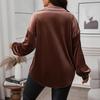 Retro Lapel Velvet Cardigan Shirt for Women - Long Sleeve, Autumn/Winter Collection 2026, European and American Style.